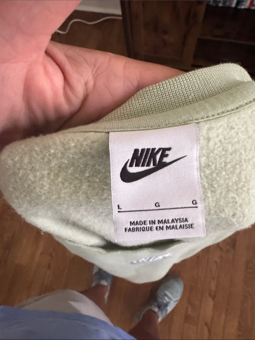 Nike Light Sage Green Sweatshirt with White Swoosh